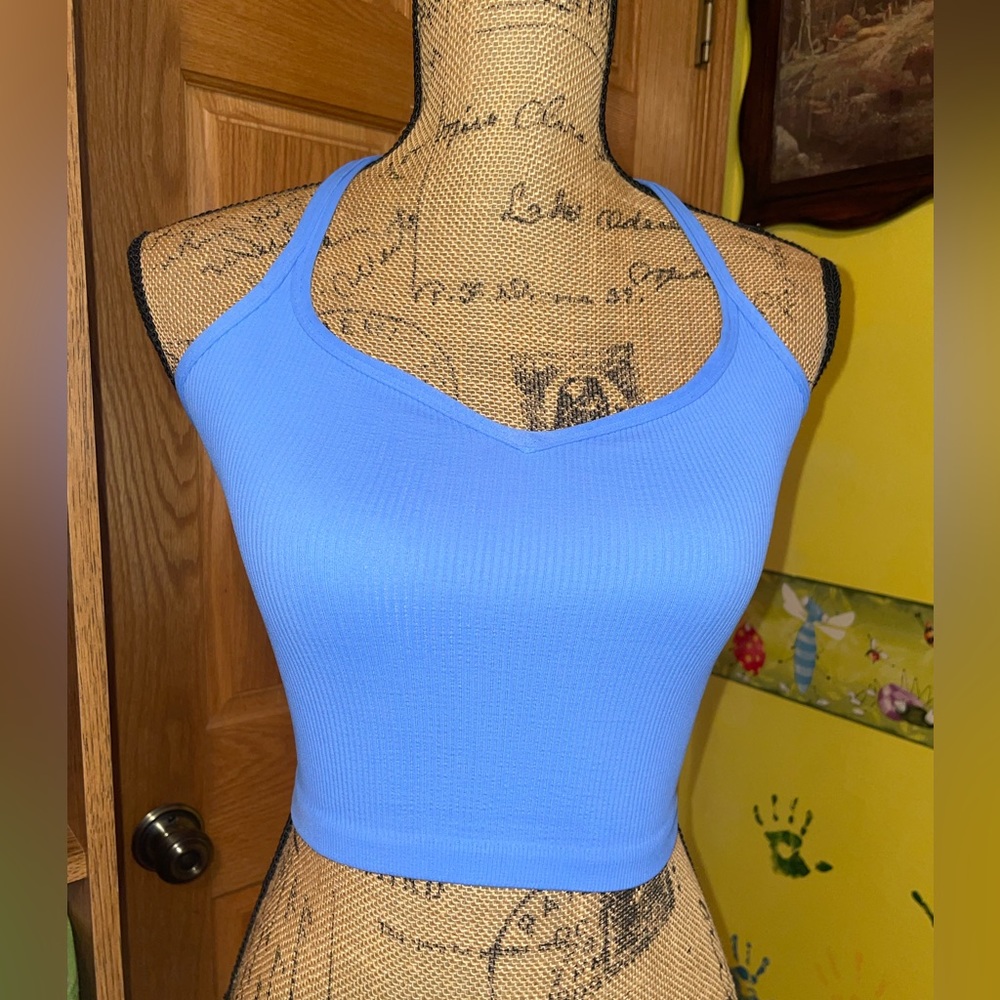 FREE PROPLE CROP TOP-ribbed light blue🦋